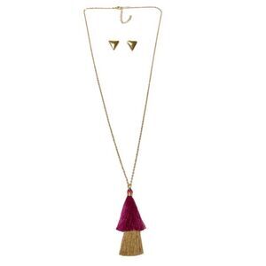 Lily Sky Tassel Long Necklace & Earrings Set